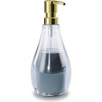 Mcreative Droplet Sabunluk, Sıvı Sabunluk ve Bulaşık Deterjanı Dispenseri, 280 ml Kapasiteli, Akrilik Cam, Banyo ve Mutfak Için, Denim Mavisi, Normal