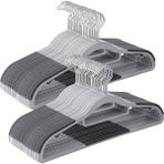 Mcreative Elbise Askıları, 50'li Set, Plastikten Yapılmış Ceket Askıları, Yerden Tasarruf Sağlayan, 0,6 cm Kalınlık, 360 Derece Döndürülebilir Kanca, 42 cm Uzunluk, Açık Gri-Koyu Gri CRP20G50
