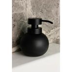 Mcreative Group - Lüks Tombul Stoneware Sıvı Sabunluk, Siyah Başlıklı Deterjanlık, Banyo ve Mutfak Sabunluğu (Siyah)