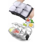 Mcreative Home Silikon Buz Kalıpları (2 Li Set) Kapaklı Küre Buz Kalıbı ve Büyük Kare Buz Kalıbı & Bpa İçermez (Küre Buzluk Modeli Asortidir)
