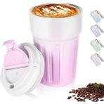 Mcreative Kahve Termosu Paslanmaz Çelik Su Matarası Spor Matarası, Kapaklı 400 Ml, Sızdırmaz Çocuk Şişesi, Ev Ofis Okul Kamp Yada Tatilde Kullanıma Uygun, Fitness Su Şisesi (Pembe)
