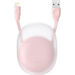 Mcreative Lets Go Little, 2.0 A, USB - A & Lightning, Makaralı, Şarj & Data Aktarım Kablosu, 1 Metre,beyaz - Pembe, Calrn-24