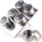 Mcreative Manyetik Baharatlık Seti, Paslanmaz Çelik 6 Baharat Kavanozu ve Metal Stand, Şeffaf Kapaklı, Mıknatıslı ve Dayanıklı Tasarım, Duvar ve Buzdolabına Monte Edilebilir (Dikdörtgen)