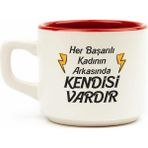Mcreative Tasarım Her Başarılı Kadının Arkasında Kendisi Vardır Beyaz Venüs Kupa - Hediye Seramik Kupa