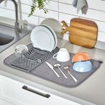 Mcreative Üstü Bulaşıklık Bulaşık Kurutma Matı Süzgeci Katlanır Plastik Sepeti Kurulama Bezi Örtüsü Kurutmalık Katlanabilir Tabaklık Süzgeçleri