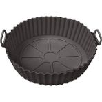 Mcreative Yeniden Kullanılabilir Xl Airfryer Silikon Pişirme Kabı 23 cm Bpa Içermez Airfryer Pişirme Kağıdı, Yapışmaz Kolay Temizlenir, Büyük Boy Silikon Pişirme Kalıbı (Siyah)