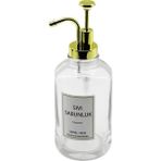 Mcreative Yuvarlak Cam Şişe - Şeffsıvı Sabunluk 500 ml Pompa - Musluk Ayrık Model Başlı