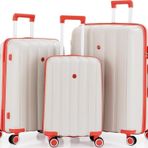 Mçs 3Lü Set Kırılmaz Silikon Seyahat Valizi Bavulu V305 Kemik/Mercan