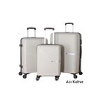 Mçs 3Lü Set Kırılmaz Silikon Seyahat Valizi Bavulu V374 Kemik/Acıkahve
