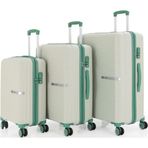 Mçs 3Lü Set Kırılmaz Silikon Seyahat Valizi Bavulu V374 Kemik/Su Yeşili