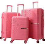 Mçs 3Lü Set Kırılmaz Silikon Seyahat Valizi Bavulu V374 Pembe