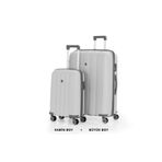 Mçs Bavul Büyük Ve Kabin 2Li Set Kırılmaz Silikon Valiz V305 Kemik/Gri