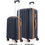 Mçs Bavul Büyük Ve Kabin 2Li Set Kırılmaz Silikon Valiz V305 Laci/Hardal