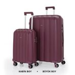 Mçs Bavul Büyük Ve Kabin 2Li Set Kırılmaz Silikon Valiz V305 Mürdüm