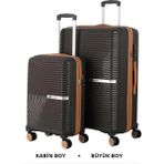 Mçs Bavul Büyük ve Kabin 2li Set Kırılmaz Silikon Valiz V374 Acıkahve/şampanya - Acı Kahve - Şampanya