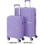 Mçs Bavul Büyük Ve Kabin 2Li Set Kırılmaz Silikon Valiz V374 Lila