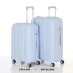Mçs Bavul Büyük Ve Orta 2Li Set Kırılmaz Silikon Valiz V305 Bebemavi