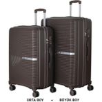 Mçs Bavul Büyük ve Orta 2li Set Kırılmaz Silikon Valiz V374 Acıkahve - Acı Kahverengi