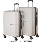 Mçs Bavul Büyük ve Orta 2li Set Kırılmaz Silikon Valiz V374 Kemik/acıkahve - Kemik - Acı Kahve