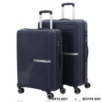 Mçs Bavul Büyük Ve Orta 2Li Set Kırılmaz Silikon Valiz V374 Lacivert