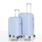 Mçs Bavul Orta Ve Kabin 2Li Set Kırılmaz Silikon Valiz V305 Bebemavi