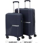 Mçs Bavul Orta ve Kabin 2li Set Kırılmaz Silikon Valiz V374 Laci - Lacivert