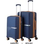 Mçs Bavul Orta ve Kabin 2li Set Kırılmaz Silikon Valiz V374 Laci/hardal - Lacivert - Hardal