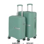 Mçs Bavul Orta ve Kabin 2li Set Kırılmaz Silikon Valiz V374 Su Yeşili