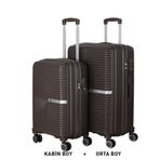 Mçs Bavul Orta ve Kabin 2li Set Silikon Valiz V374 Acıkahve