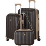 Mçs Polipropilen 3'lü Valiz Seti Orta & Kabin & Makyaj V305 - Koyu Kahverengi