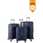 Mçs Unisex Polipropilen Kırılmaz 360 C Dönebilen 4 Çift Teker Extra Körüklü 3'lü Valiz Set - Lacivert - Gri - Kabin Boy + Orta Boy + Büyük Boy
