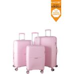 Mçs Unisex Polipropilen Kırılmaz 360 C Dönebilen 4 Çift Teker Extra Körüklü 3'lü Valiz Set - Pembe - Kabin Boy + Orta Boy + Büyük Boy