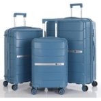 Mçs Unisex Polipropilen Lüx ve Hafif 4 Çift Tekerli 360C° Dönebilir Kırılmaz 3'lü Valiz Seti - KABİN BOY + ORTA BOY + BÜYÜK BOY 3'LÜ - Sky Blue