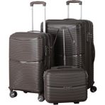 MÇS V379 Aura Y.üretim Pp Valiz 55 cm + 65 cm + Makyaj Siyah Set - Acı Kahve