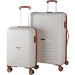 MÇS V379 Aura Y.üretim Pp Valiz 55 cm + 75 cm Siyah Set - Beyaz - Kahve