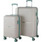 MÇS V379 Aura Y.üretim Pp Valiz 55 cm + 75 cm Siyah Set - Beyaz - Yeşil