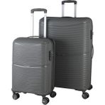 MÇS V379 Aura Y.üretim Pp Valiz 55 cm + 75 cm Siyah Set - Gri