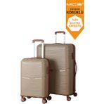 MÇS V379 Aura Y.üretim Pp Valiz 55 cm + 75 cm Siyah Set - Kahverengi - Kahve