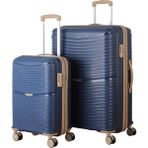 MÇS V379 Aura Y.üretim Pp Valiz 55 cm + 75 cm Siyah Set - Lacivert - Kahve