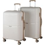 MÇS V379 Aura Y.üretim Pp Valiz 65 cm + 75 cm Siyah Set - Beyaz - Gold