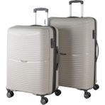 MÇS V379 Aura Y.üretim Pp Valiz 65 cm + 75 cm Siyah Set - Beyaz - Gri