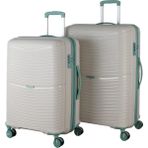 MÇS V379 Aura Y.üretim Pp Valiz 65 cm + 75 cm Siyah Set - Beyaz - Yeşil