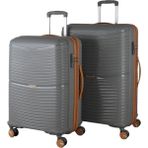 MÇS V379 Aura Y.üretim Pp Valiz 65 cm + 75 cm Siyah Set - Gri - Hardal
