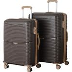 MÇS V379 Aura Y.üretim Pp Valiz 65 cm + 75 cm Siyah Set - Koyu Kahverengi