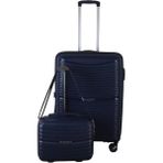 MÇS V379 Aura Y.üretim Pp Valiz 65 cm + Makyaj Siyah Set - Lacivert