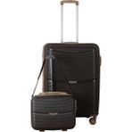 MÇS V379 Aura Y.üretim Pp Valiz 65 cm + Makyaj Siyah Set