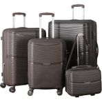 MÇS V379 Aura Y.üretim Pp Valiz Set + Makyaj Kemik/gri Set - Acı Kahve