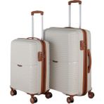 MÇS V379 Pp Y.üretim Pp Valiz 55 cm + 65 cm Siyah Set - Beyaz - Kahve