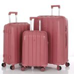 Mçs Valiz 3Lü Set Kırılmaz Pp Silikon Koyu Pudra
