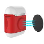 McStorey AirPods 1–2–3 ve AirPods Pro 1–2 Uyumlu Manyetik Silikon Kılıf – Masa ve Yatak Başı Sabitleme, Esnek İnce Tasarım, 3M Manyetik Disk ve 20 cm El İpi Hediyeli Kırmızı
